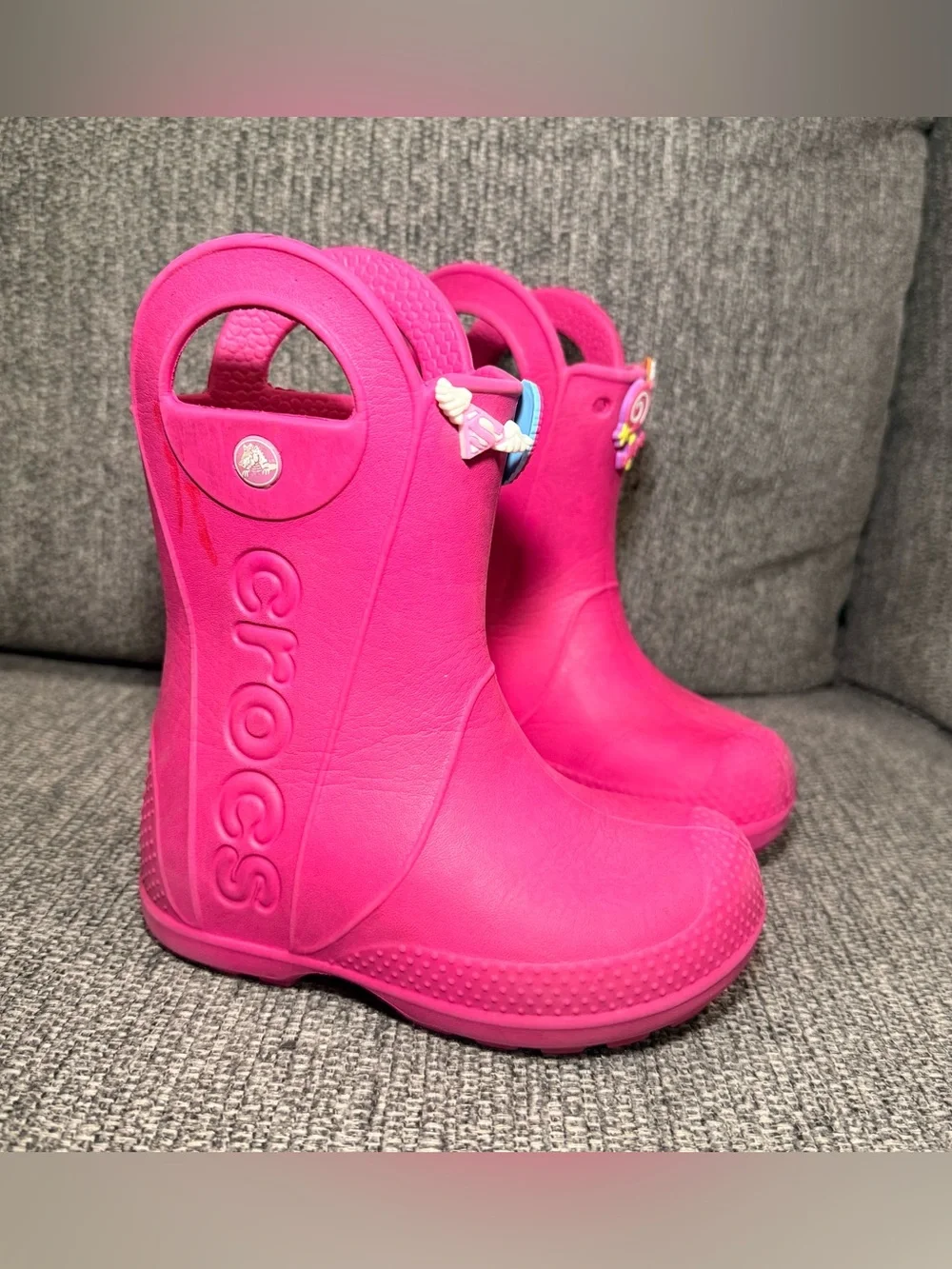 Crocs Kids Pink Handle-It Rain Boots Size C9 Waterproof Lightweight Durable